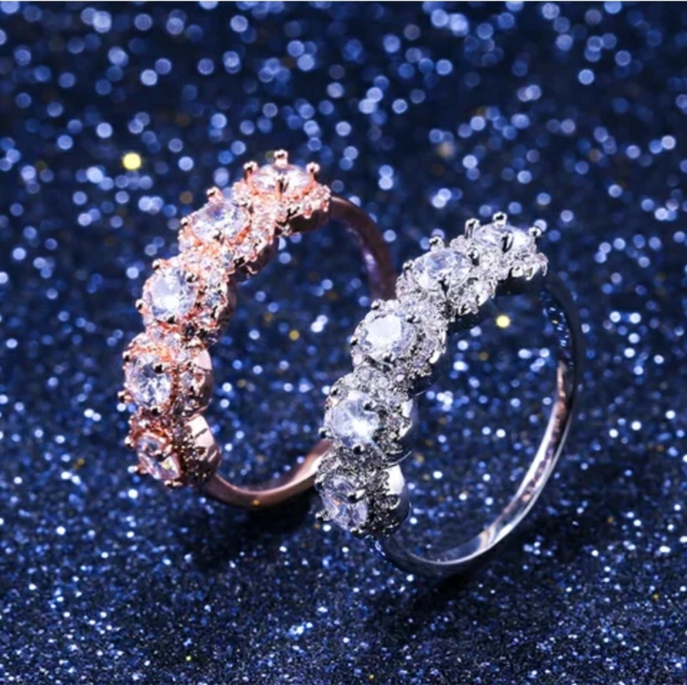 New Silver/Rose Gold Eternity Band Ring - Picture 6 of 6